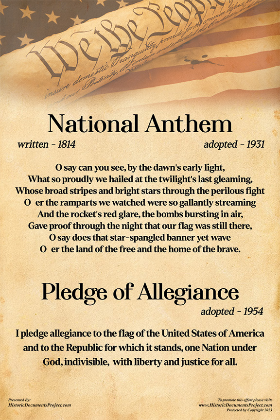 Purchase Poster of National Anthem and Pledge of Allegiance